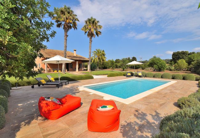 Casa vacacional, jardín, piscina, hamacas, vacaciones, Mallorca