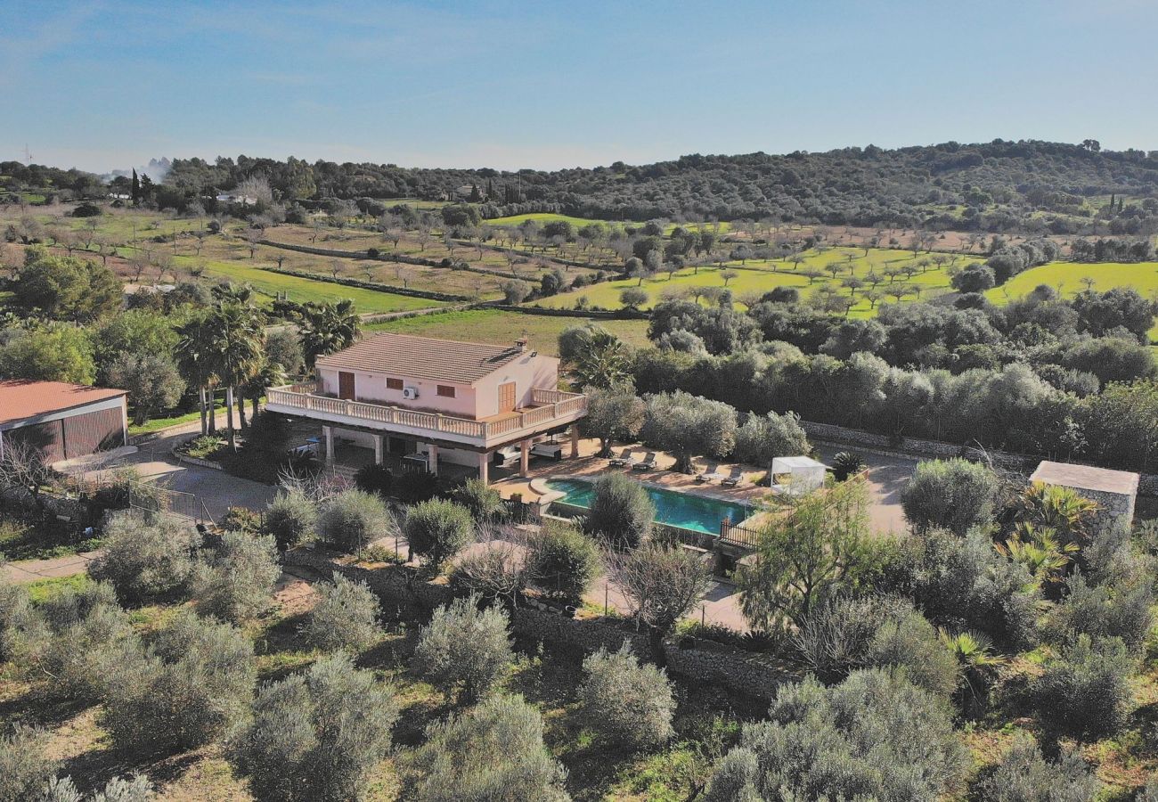Aerial view of the villa in Sineu